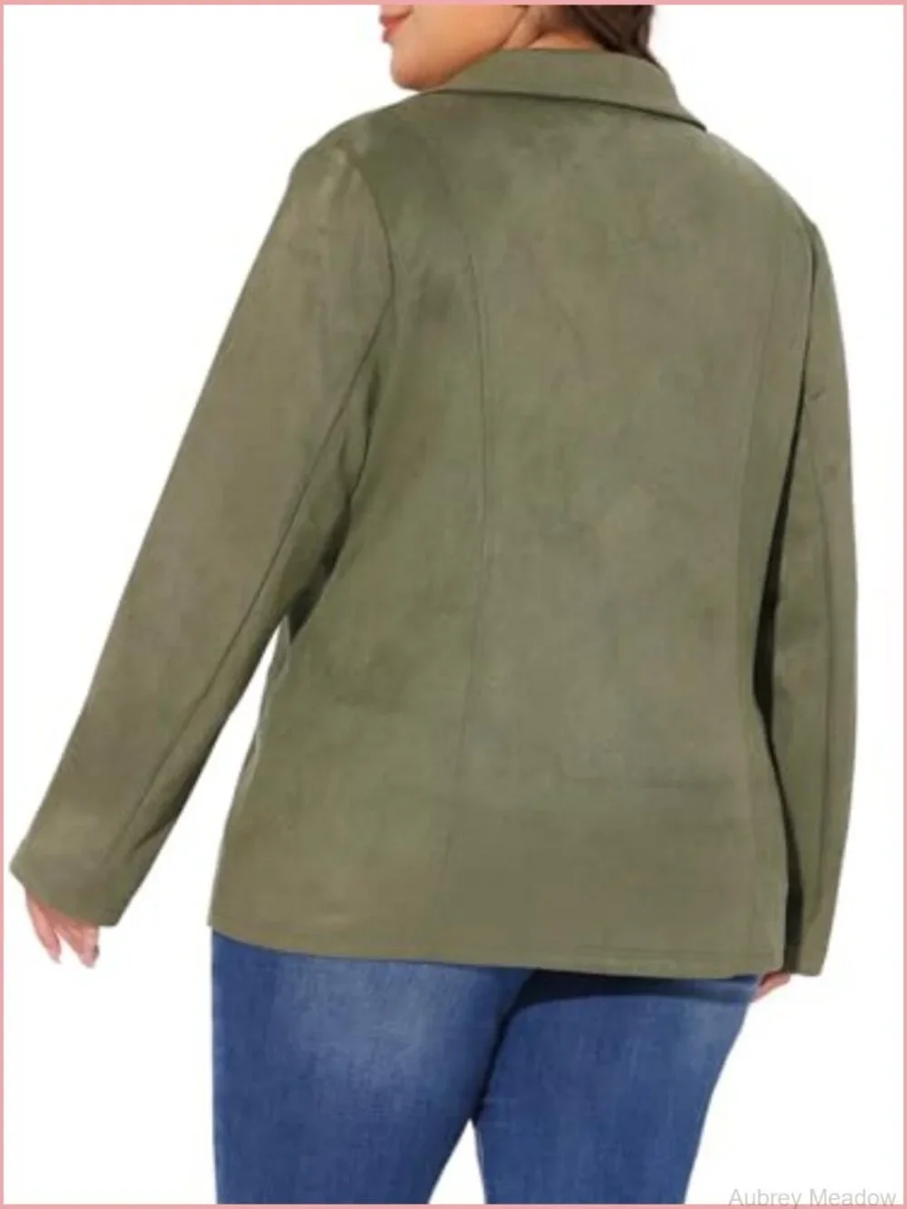 Plus Size Faux Suede Lapel Collar Blazer Jacket Work Casual